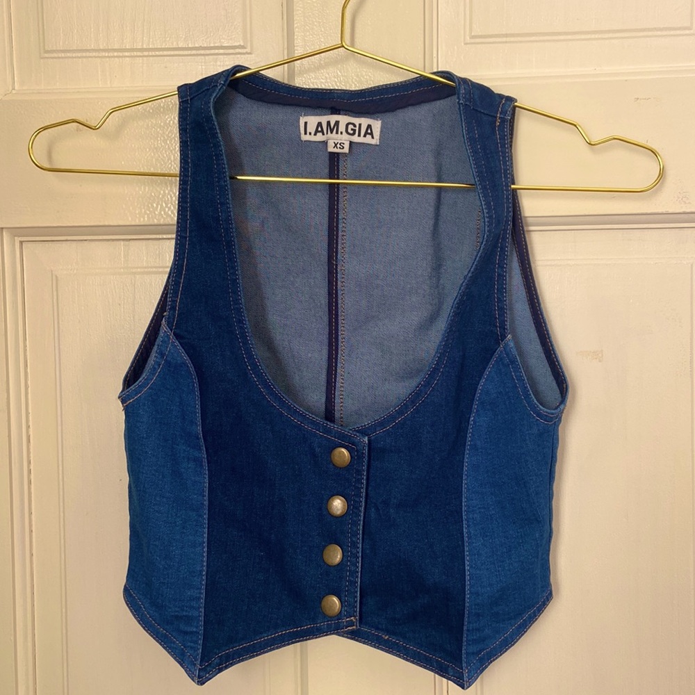 NWOT I AM GIA Cecilia Crop Denim Top